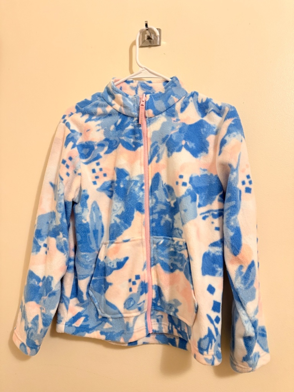 Eddie Bauer Kids Girls Fleece Jacket Size L (14/16) Blue Pink Floral Full Zip - Picture 4 of 14